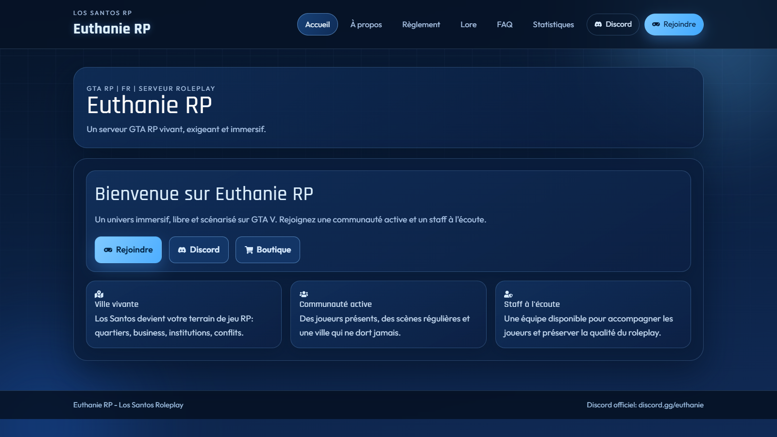 Site de monitoring FiveM Euthanie RP